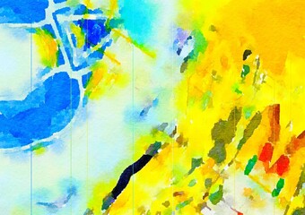 Watercolor paper background. Abstract Painted Illustration. Brush stroked painting.