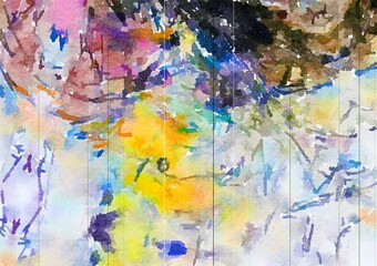 Watercolor paper background. Abstract Painted Illustration. Brush stroked painting.