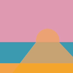 
Beach, sea and sun, minimalist and colorful landscape