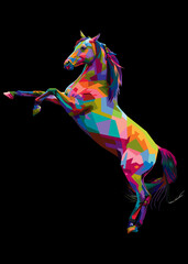 colorful illustration horses in pop art portrait style suitable for posters, banners and others