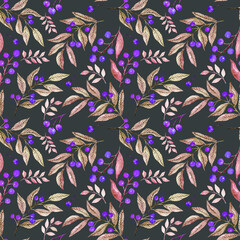 Floral seamless pattern, hand-painted in watercolor. Illustration for fabric und textile design, wallpaper, packaging, interior.