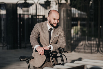 business man with a bicycle