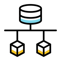 Data storage node concept, database servers vector color icon design, big data symbol on white background
 
