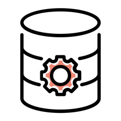 Server settings concept, cogwheel with database storage vector colour icon design, big data symbol on white background
