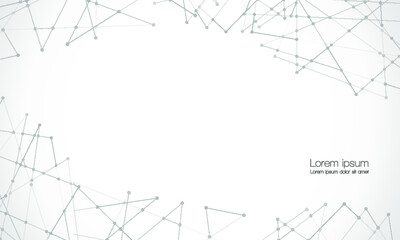 Abstract technology Network nodes, digital connection background with polygonal shapes on white Vector.  science technology, data structure, connected points, web.