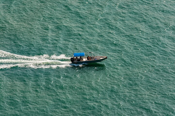 Fototapeta premium Hong Kong 03-03-2020 : A Small Fish Boat On West Lamma Channel 