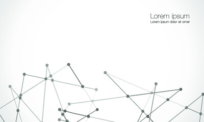 Abstract technology Network nodes, digital connection background with polygonal shapes on white Vector.  science technology, data structure, connected points, web.