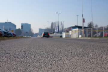 Close-up shots of the asphalt road