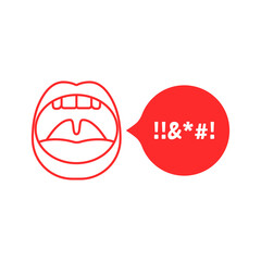 swear talk with red outline open mouth