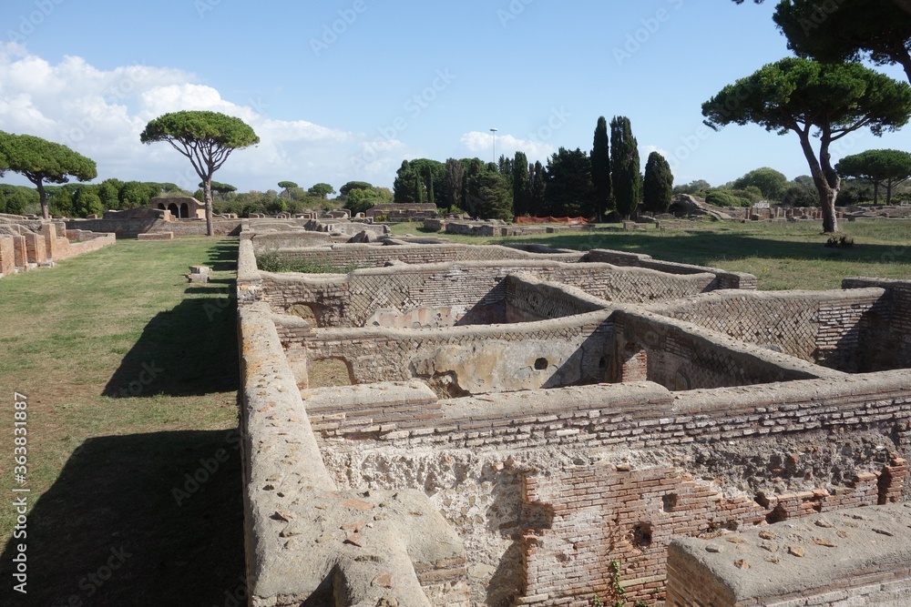 Sticker Ruins of the ancient roman town Ostia Antica in Italy