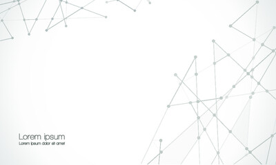 Abstract technology Network nodes, digital connection background with polygonal shapes on white Vector.  science technology, data structure, connected points, web.