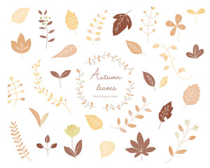 手書きの秋の葉のイラストのセット 紅葉 もみじ 素材 オレンジ Acer Wall Mural Ac Yugoro