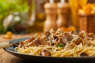 Spaghetti with mushroom chanterelles © gkrphoto