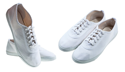 White minimalist sport shoes isolated on white