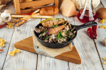 Fried chicken hearts liver babypotatoes with cream