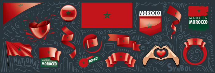 Vector set of the national flag of Morocco in various creative designs