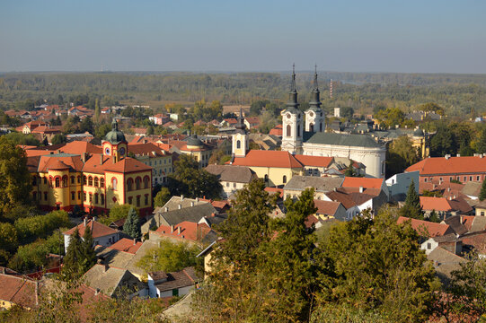 panoramic view of Sremski Karlovci in bright autumn day, Vojvodina