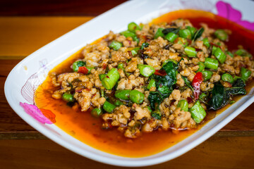 stir fried minced pork and basil
