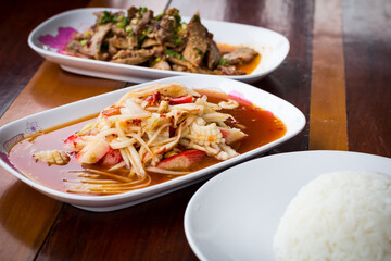 Salad thai style, Flavor hot spicy, Local food
