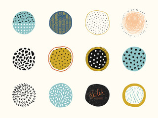 Artistic circle elements. Use for social media posts, Highlights cover icons, posters, prints, greeting and business cards, banners, badges and other graphic designs.