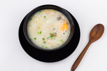 Boiled rice pork or mush for thai style breakfast
