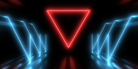 3D abstract background with neon lights. 3d illustration3