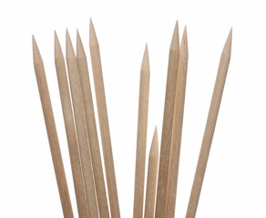 Wooden toothpicks isolated on white  background with clipping path