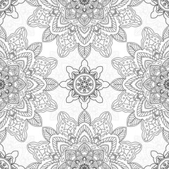 Ornamental mandala outlined design - seamless pattern