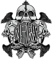Gothic sign with skull, grunge vintage design t shirts
