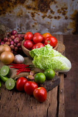 Composition with assorted raw organic vegetables
