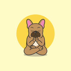 Cute French Bulldog Yoga Pose Namaste