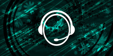 Customer care service icon floral emerald green banner background natural design illustration