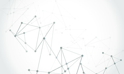 Abstract technology Network nodes, digital connection background with polygonal shapes on white Vector.  science technology, data structure, connected points, web.