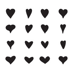 Black heart vector shape. Love icons set isolated on white background.Collection of flat heart icons for web site, love symbol, icon shape,greeting card and Valentine's day.Vector illustration concept
