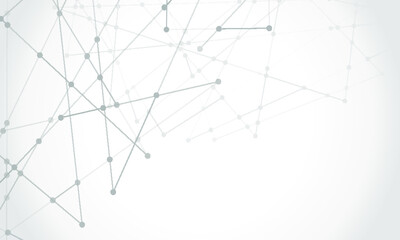 Abstract technology Network nodes, digital connection background with polygonal shapes on white Vector.  science technology, data structure, connected points, web.