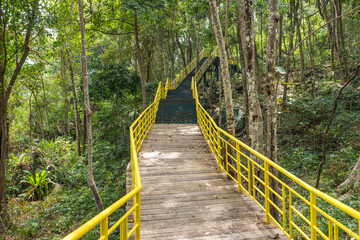 Walkway through the jungle on an educational path close to the northernmost point of Sumatra, the Kilometre zero of Indonesia, located on the island of Weh