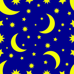 Obraz na płótnie Canvas moon and star seamless pattern