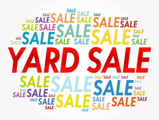 YARD SALE word cloud collage, business concept background