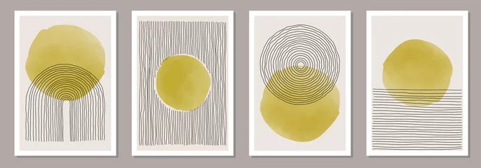Trendiges Set abstrakter, kreativer, minimaler, künstlerischer, handgemalter Kompositionen © C Design Studio