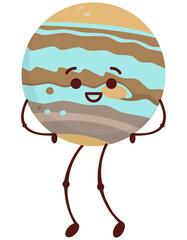 Jupiter in cartoon style. Cute space character.