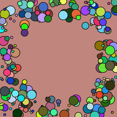 A modern frame with bright randomly distributed bubbles