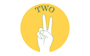 Obraz premium ハンドサインのアイコン、数字の2、指文字.ベクターイラスト.