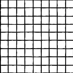 Grunge line vector seamless grid pattern background. Hand drawn brush stroke style linear criss cross black and white backdrop. Abstract irregular geometric mesh design. Notebook style weave effect