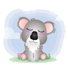 cute little koala in the children's style. cute cartoon koala vector illustration