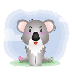 cute little koala in the children's style. cute cartoon koala vector illustration