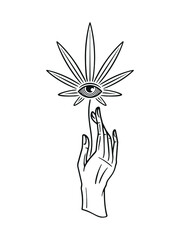 Hand of Sativa vector illustration black on white