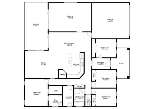 Floor Plan. Apartment Blueprint With Construction Elements. House Project.