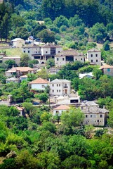 Fototapeta na wymiar Panoramic view of Aristi village, one of the 45 villages known as Zagoria or Zagorochoria in Epirus region of southwestern Greece.