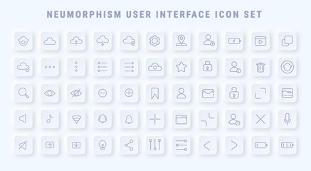 Modern neumorphism User Interface icon set 