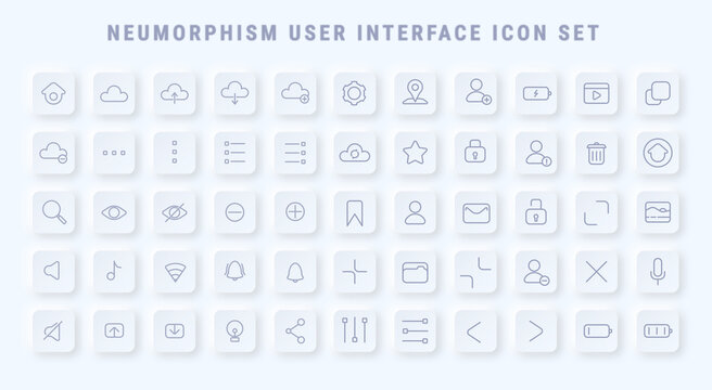 Modern neumorphism User Interface icon set 